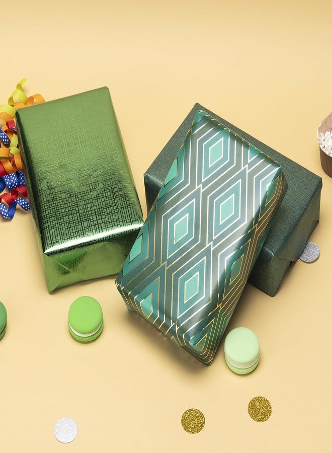 AimtoHome Wrapping Paper Roll Paper Gift Wrap 17 Inch X 120 Inch Per Roll 3 Different Green Design (42.3 sq.ft.ttl) - Image 3